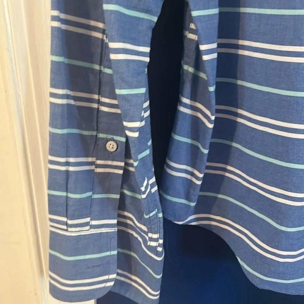 Men’s J.Crew Blue Striped Cotton Slim Fit Long Sleeve Casual Shirt Size XL